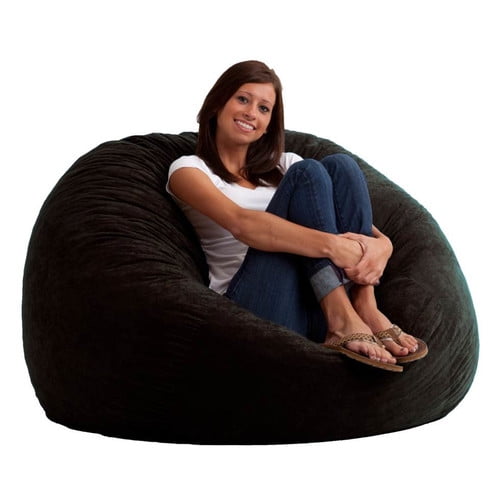 Large 4' Fuf Comfort Suede Bean Bag Chair, Black Onyx - Walmart.com