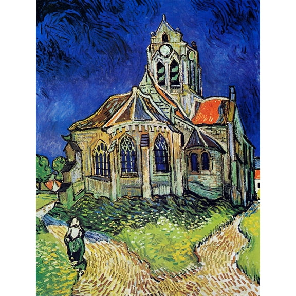 The Church at Auvers by Vincent van Gogh - 12" x 18" Art Print Wall Decor