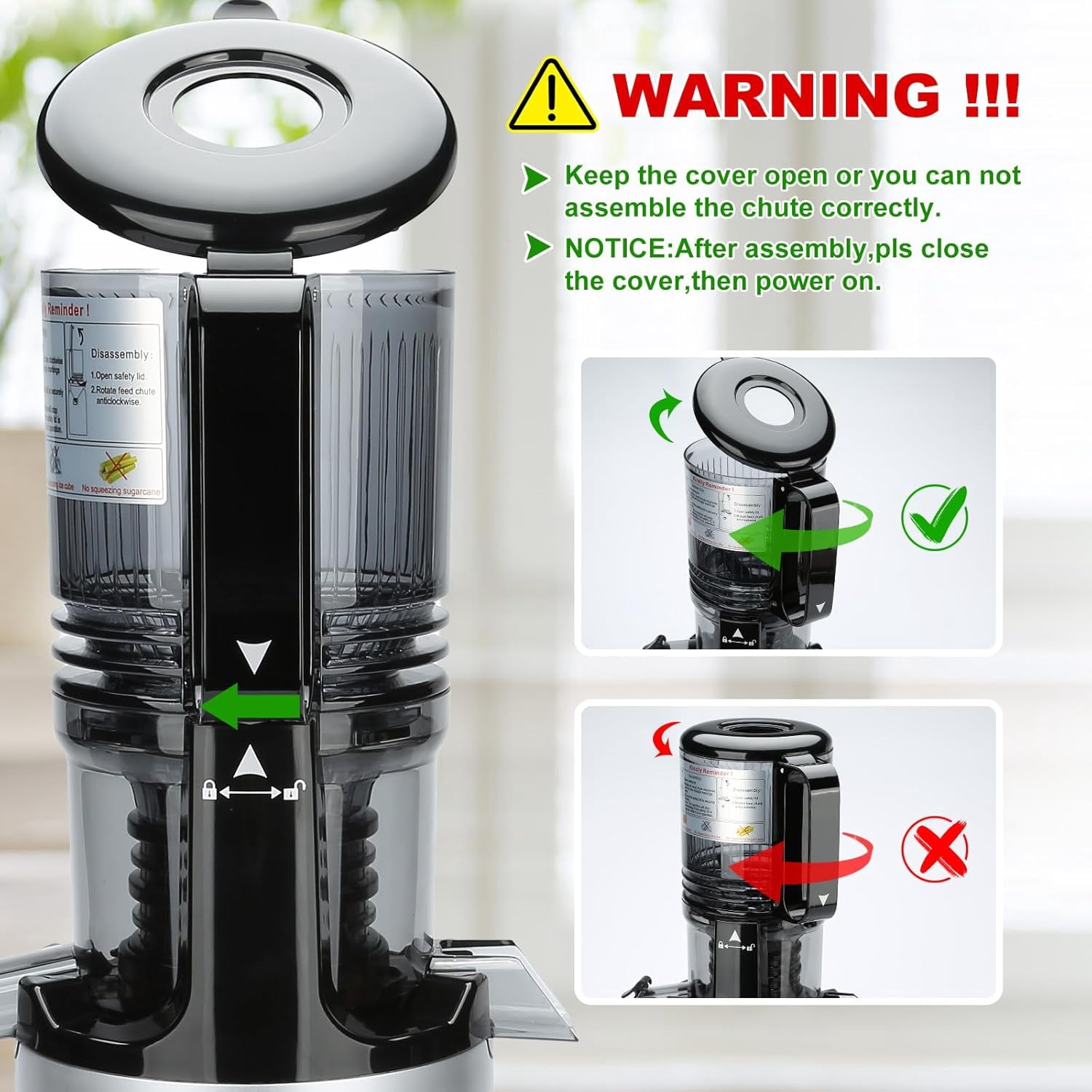 Cold Press Juicer  with 5.3 Inch Large Feed Chute for Whole Fruit Vegetable, 300W Slow Masticating Extractor, Easy Clean