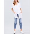 thumbnail image 4 of FashionMille Women Basic Casual Soft Jersey Elbow Sleeve Open Front Midi Cardigan w/Pockets, 4 of 5