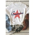 thumbnail image 3 of Women's White America Star Shape Print O Neck Loose Fit T-Shirt - [ZhiHiMeRi] | (US 18-20)2XL, 3 of 8