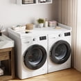 thumbnail image 6 of 2-Tier Wooden Washer and Dryer Countertop Shelf with Shelf or Drawers - Laundry Deluxe with Edge Rails, Non-Slip Pad, Storage Organizer, 54" x 27.5", White, 6 of 8