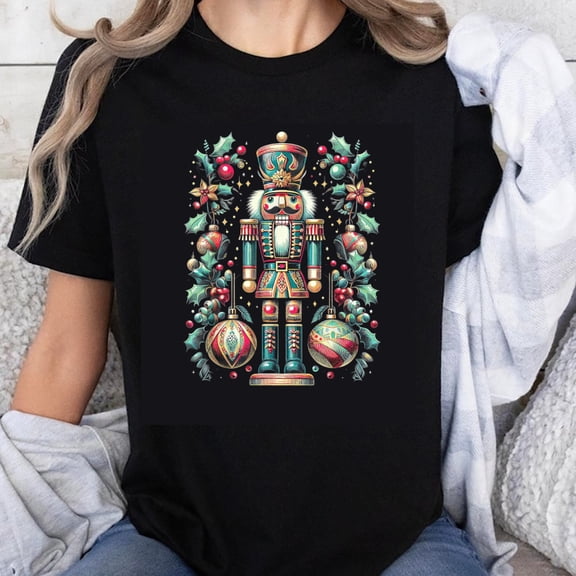 100% Cotton Christmas Nutcracker Holiday Ornament Festive Design Women's T-Shirt