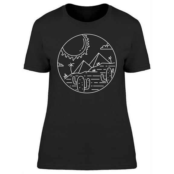 Desert Landscape Art Sketch T-Shirt Women -Image by Shutterstock, Female Large