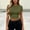 Army Green, variant on Women Crop Tee Top Going out T Shirts Crew Neck Basic Shirt Casual Summer Slim Solid Color Tees