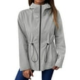 thumbnail image 2 of TrendOFT Womens Lightweight Hooded Raincoat Waterproof Windbreaker Jacket Packable Active Outdoor Rain Jackets Grey XXL, 2 of 6