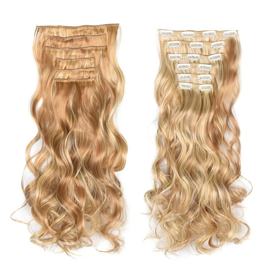 Clip in Hair Extensions, 20" Long Wavy Curly Wig, Synthetic Wig for Women, Natural as Real Hair, for Daily Party Cosplay-B-19.7''Length