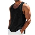 thumbnail image 2 of Plus Size Big & Tall, Men's Sleeveless Tank Top Cotton Casual Tee, Muscle Fit Vest With Button Pockets, Crewneck Pullover, Breathable Summer Beach Workout | TOPLIU,Black 3XL, 2 of 7
