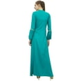 thumbnail image 2 of Bimba Women's Green Rayon Aari Work Puff Sleeve Mandarin Maxi Casual Dress-10, 2 of 4
