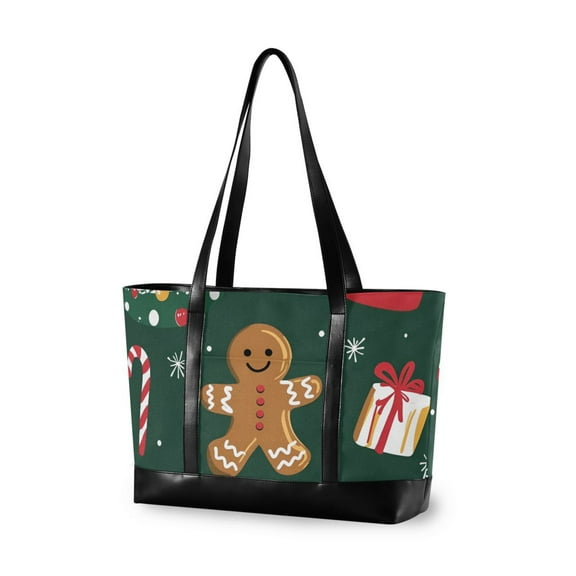FORMRS Laptop Tote Bag for Women with 15.6" Computer Compartments Handbag, Green Christmas Gingerbread