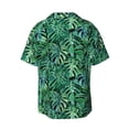 thumbnail image 2 of KLL Monstera Leaves Print Men's Shirt Short Sleeve Button Down Summer Cuba Beach Shirts- 3X-Large, 2 of 7