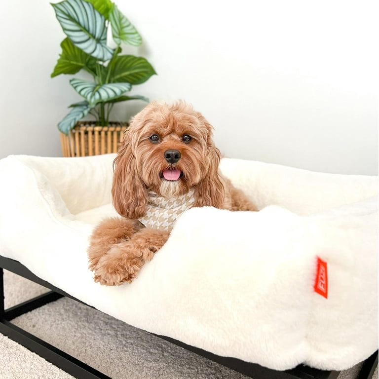 The FÜZI Luxury Elevated Dog Bed-Pet Bed for Large Dogs-Cream
