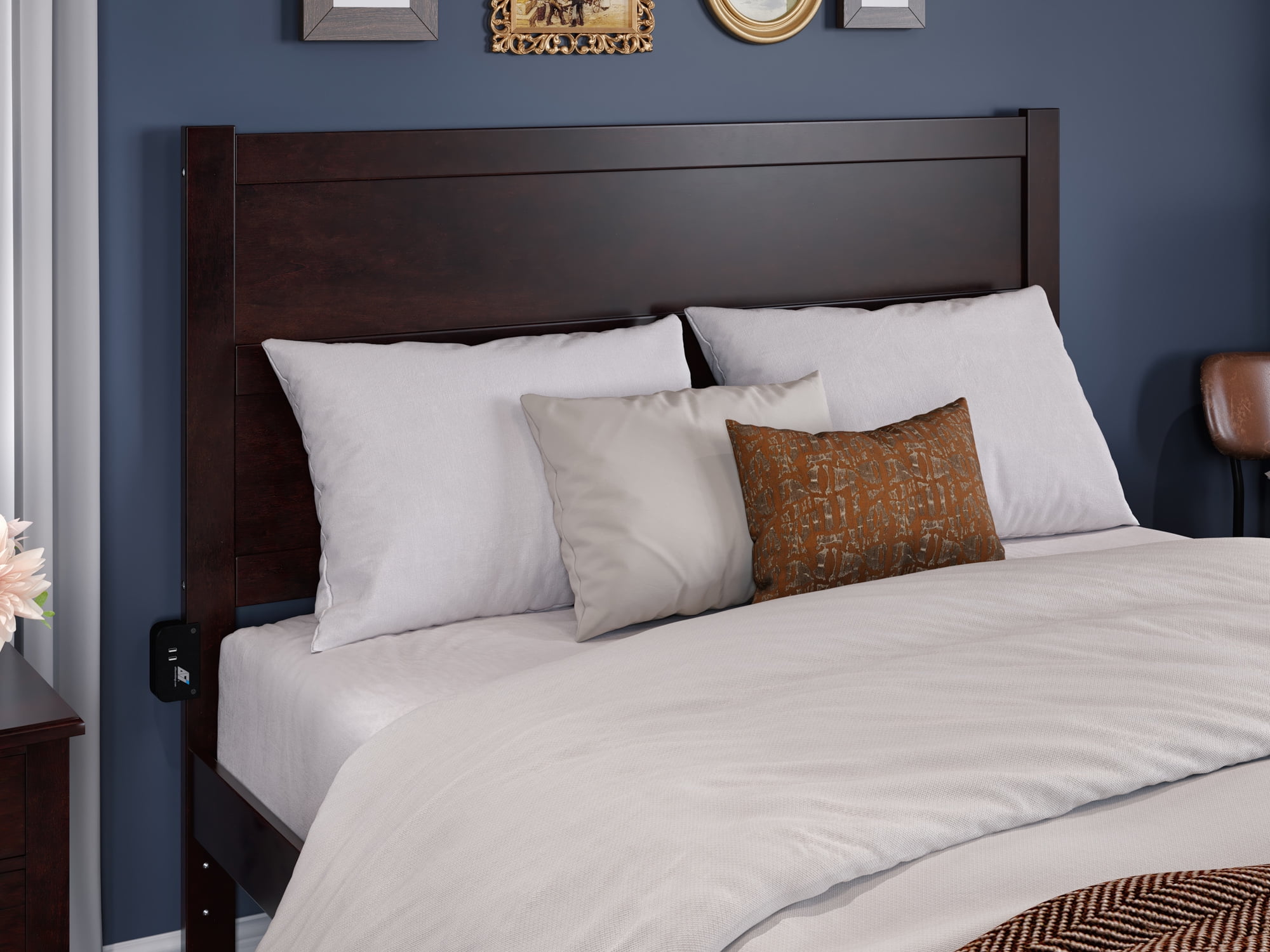 AFI NoHo 14" Queen Wood Platform Bed with Modern Panel Headboard and Footboard, Espresso