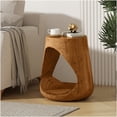 thumbnail image 2 of Hollow Round End Table with Wood Grain Finish, Antique Brown Side Table for Indoor and Outdoor Use, 2 of 10