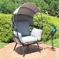 thumbnail image 6 of Sunnydaze Modern Luxury Aluminum Outdoor Egg Basket Chair with Retractable Canopy, Gray, 6 of 13