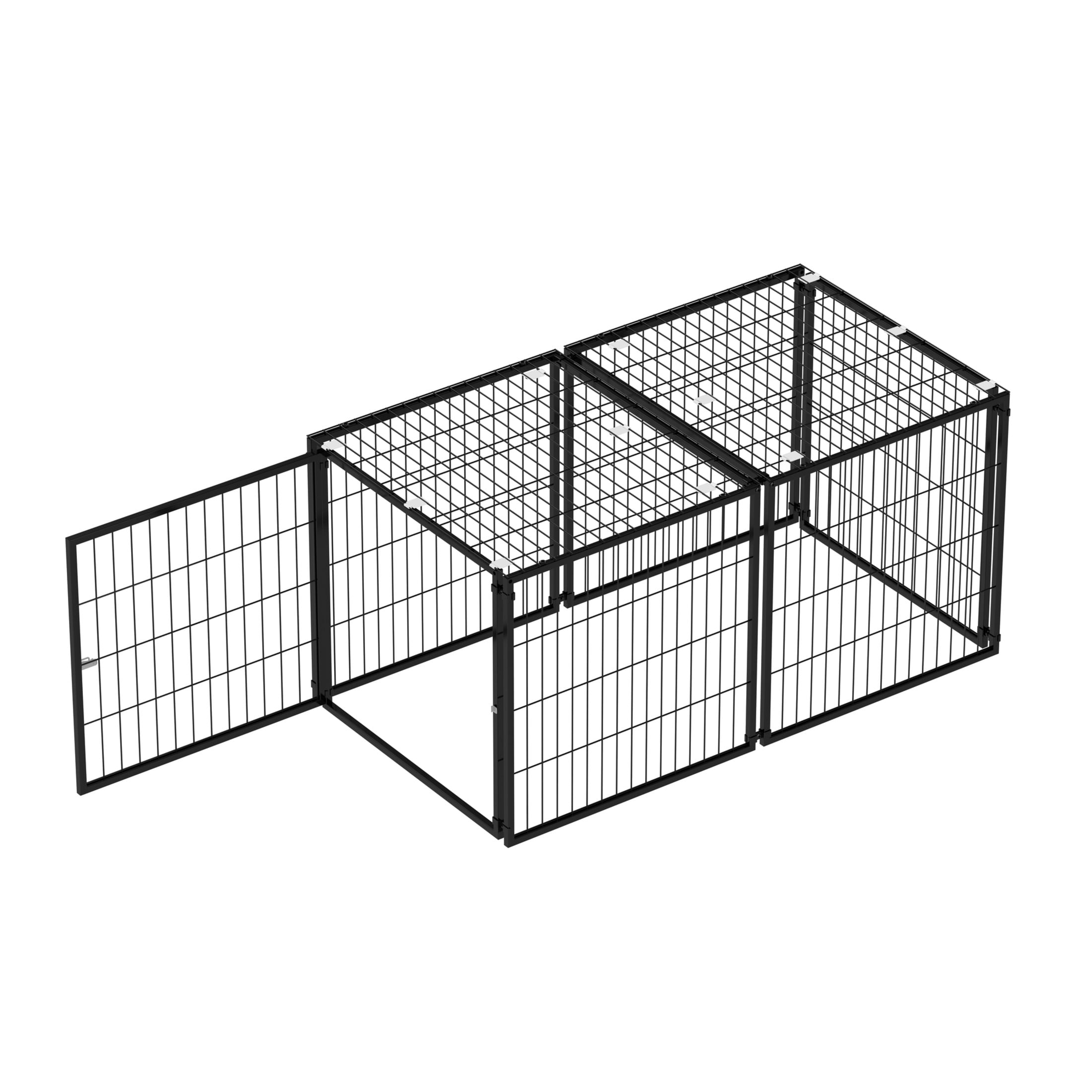 Noble House 48"L x 26"W Large Metal Dog Cage with Top, Indoor Kennel Playpen for Medium Dogs, Black