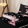 thumbnail image 5 of Manfei Personalized Monogrammed Gifts Zipper Full Size Comforter Sets with Fitted Sheet and 2 Pillowcases,Kawaii Bowknot Alphabet E Zipper Bedding Set,Black Reversible,4-Piece, 5 of 7