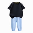 thumbnail image 4 of Tranfacy Tenues d'Été pour Filles Couleur Unie Col Rond Manches Courtes Haut Décontracté avec Pantalon Taille Élastique Ensemble Mode, 4 of 7