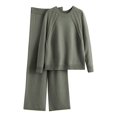 thumbnail image 1 of Jindong Ensemble de Pyjamas pour Femmes Automne Hiver Couleur Unie Manches Longues Col Roulé Chandail Tricoté Pantalon Grand Version Ample Décontractée Vêtements de Maison Ensembles de Détente pour Femmes, 1 of 9