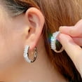 thumbnail image 5 of Cubic Zirconia Round Stone Hoop Earrings Yellow Gold Plated 2023 Fashion Jewelry, 5 of 9