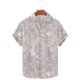thumbnail image 2 of Camisas de Manga Corta de los Hombres Casual Hoja Impresión Solapa Superior, Mezcla de Poliéster/Spandex de la Moda para la Fiesta Y la Playa, 2 of 5