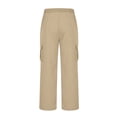 thumbnail image 4 of ZXLBBD Boys' Straight Leg Dress Pants Elastic Waist Solid Color Cargo Trousers Soft Blend for Kids School Uniform Versatile Casual Outdoor,Khaki,Size 5 Y-6 Y, 4 of 7