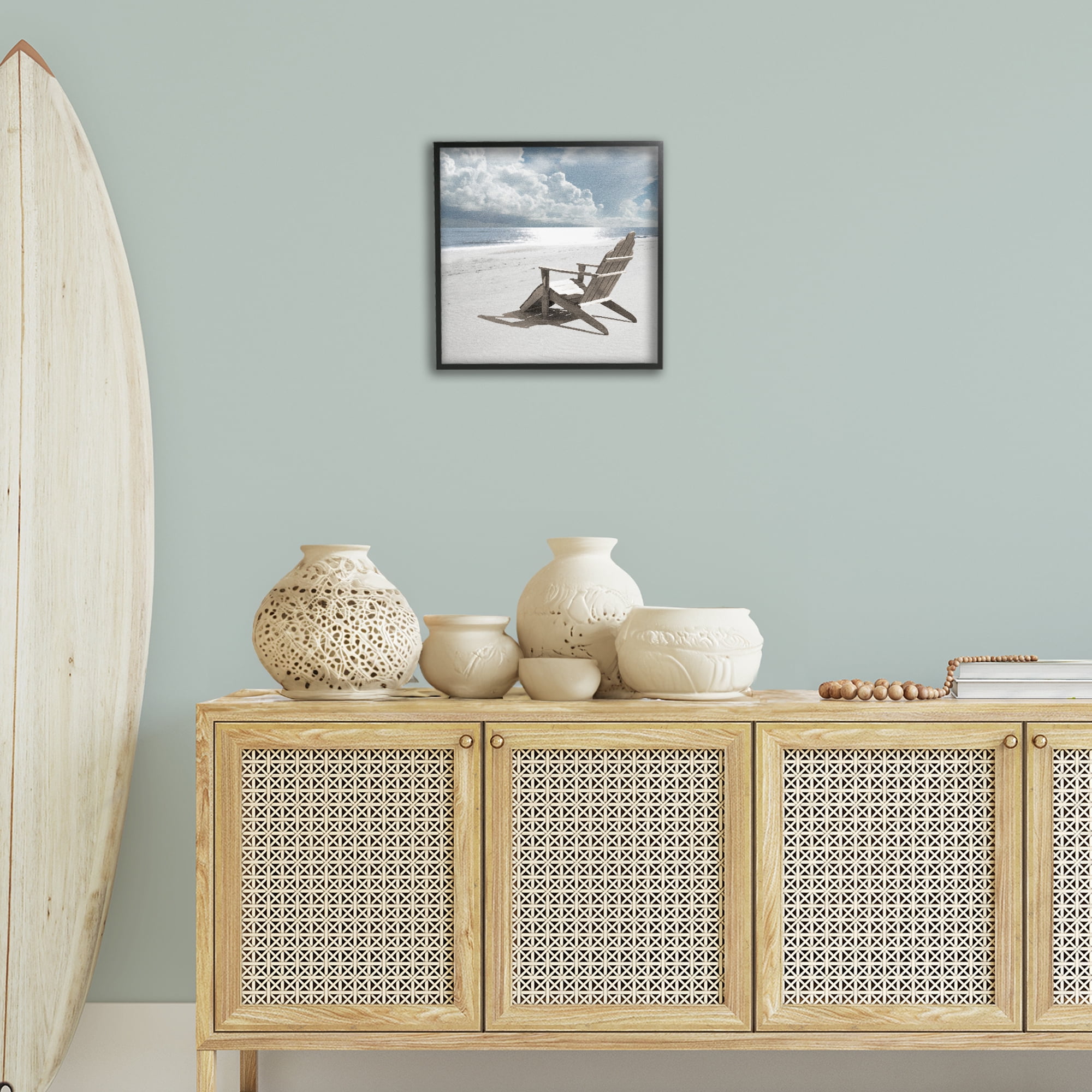 Stupell Industries Rolling Clouds Beach Coastal Photography Black Framed Art Print Wall Art, 17 x 17