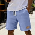 thumbnail image 2 of ZToonmas Men's Elastic Waist Casual Shorts Drawstring Loose Fit 5-Inch Shorts Solid Color Beach Shorts with Pockets, 2 of 9