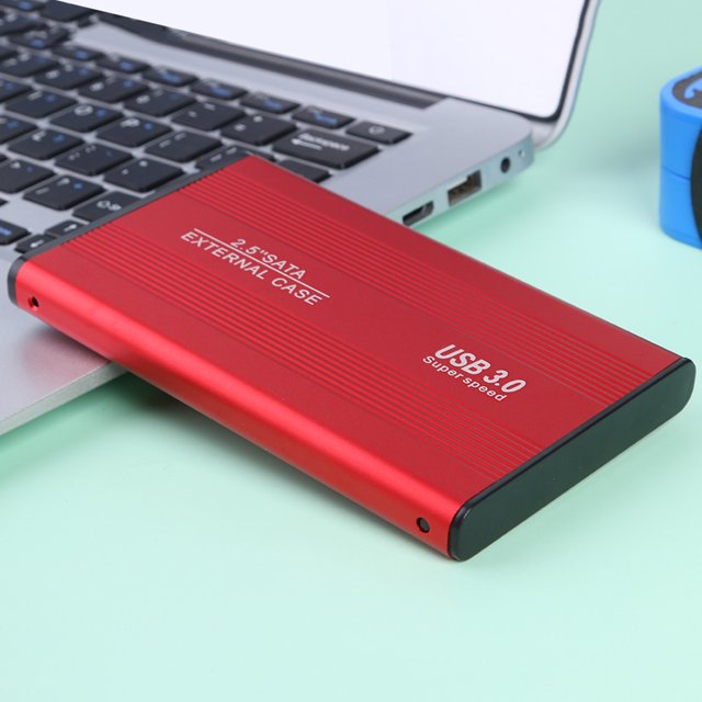 Caja de disco duro USB 3.0 de 3 TB Caja móvil SATA HDD SSD de 2,5 pulgadas (Rojo)
