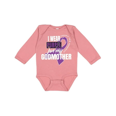 

Inktastic Chronic Pain I Wear Purple For My Godmother Gift Baby Boy or Baby Girl Long Sleeve Bodysuit
