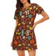 thumbnail image 1 of Easygdp Retro Coffee Camisón de manga corta para mujer, informal, estampado, 1 of 6