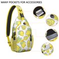 thumbnail image 4 of Cute Summer Lemon Print Sling Backpack for Travel, Lightweight Crossbody Bag with Retro Floral Pattern, Durable and Multi-Layer Storage for Lemon Lovers, 4 of 6