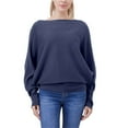 thumbnail image 2 of Duoif Sweaters for Women Trendy Women's Knitwear A Collar Batwing Sweater Pullover Loose Threaded Tops Women's Sweaters Womens Tops Dark Blue A, 2 of 7