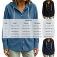 thumbnail image 3 of QIYAGBSA Hooded Denim Shirt for Women Button Down Long Sleeve Relaxed Fit Casual Spring Fall (Navy, S), 3 of 5
