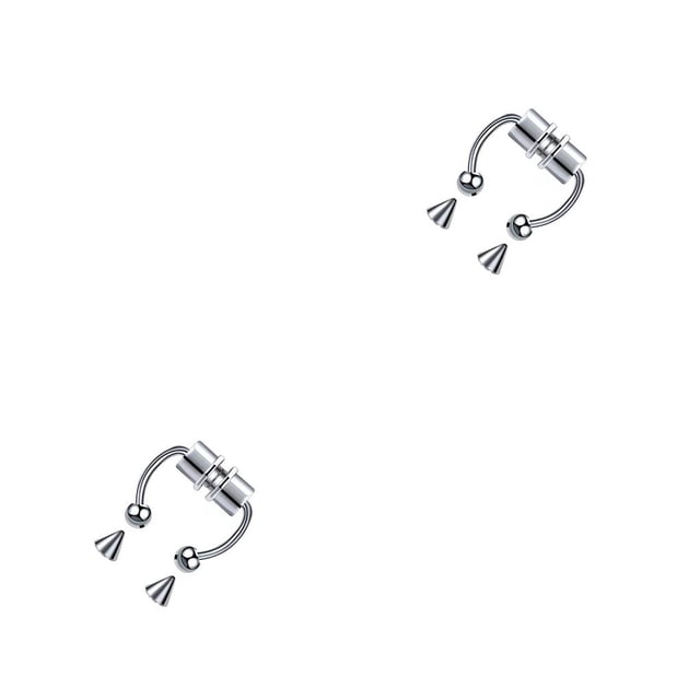 Sonducket 5 pares de anillos de nariz sin perforación de acero inoxidable, segmento de piedra imán, estilo Punk, joyería para el cuerpo, accesorios de Color Acero 2piezas Sonducket CBP272950