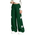 thumbnail image 4 of Edvintorg Girls Sweatpants Cute Bow Knot Elastic Waisted Loose Jogger Solid Color Wide Leg Casual Workout Pant with Pocket Girls Fashion Size 5-15, 4 of 7