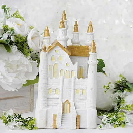 Balsacircle White Gold Princess Castle Cake Topper Wedding