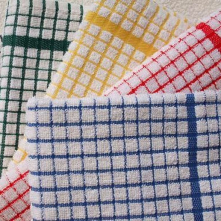 1 Pcs Drying Plaid Lint Terry Kitchen Cleaning Dish Cloths Dish