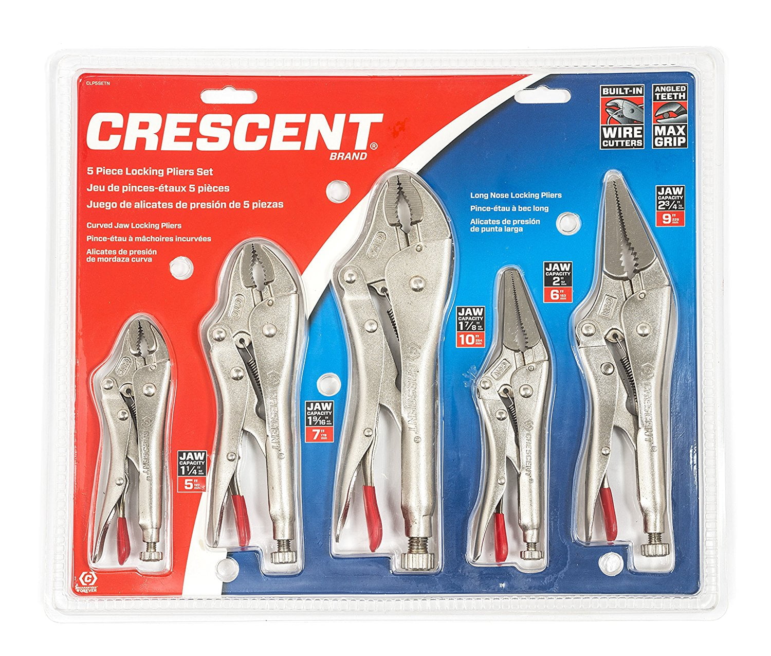 Curved Jaw W/Wire Cutter; Carded; Nickel-Plated Crescent; Tool; Locking Pliers; 7 In Pack of 2 