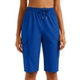 thumbnail image 7 of Besolor Womens Running Shorts High Waist Elastic Drawstring Lightweight Quick Dry Casual Athletic Workout Knee Length Shorts with Pocket, 7 of 7