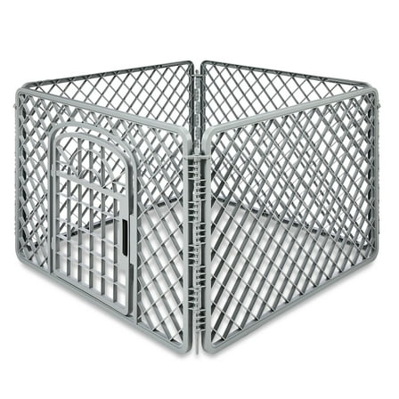 Vibrant Life 4-Panel Pet Playpen, 24”H Dog Fence with Door for Indoor and Outdoor Use