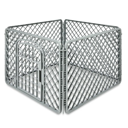vibrant life 4-panel pet playpen, 24”h dog fence with door for indoor and outdoor use