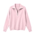 thumbnail image 5 of AVRNLIQ Womens Oversized Quarter Zip Ribbed Knit Pullover Sweater, Pink, Relaxed Fit Long Sleeve,Size S, 5 of 5