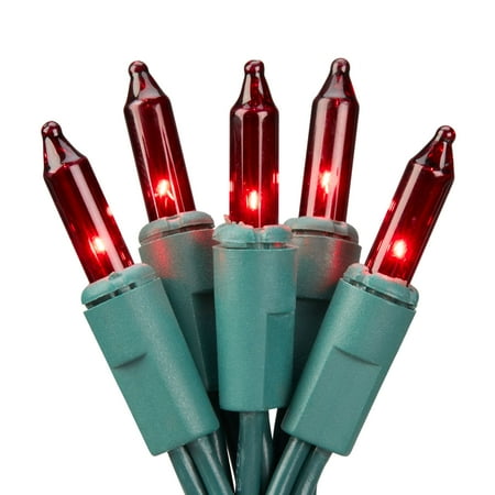 Ucf Christmas Lights Holiday Time Mini Christmas Lights, 65.7', Red, 300 Count, Green Wire, 2 Pack of 150 Count Lights ()