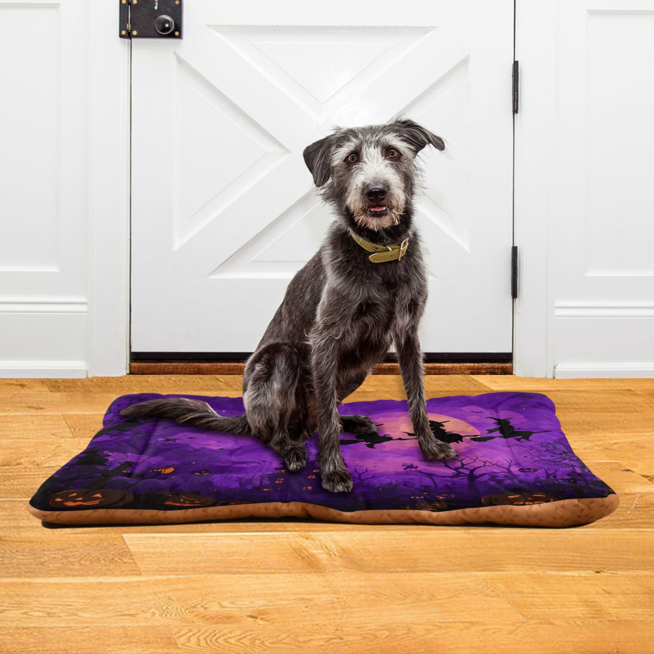 Qxltty Happy Halloween Pumpkin Ped Pad Wear-resistant and Hard to Bite Through Sleeping Pad for Small Medium Large Dogs Winter Pet Bed 36×24in