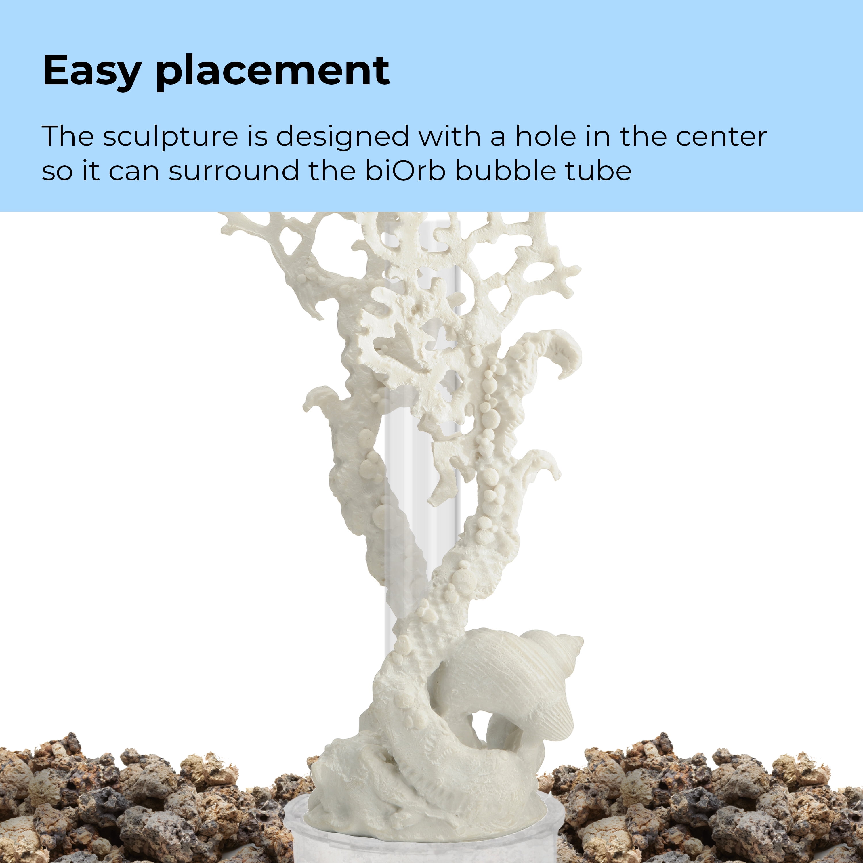 biOrb Medium White Fan Coral Sculpture - Aquarium Decor
