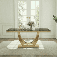 thumbnail image 4 of 70.08" Modern Faux Marble Dining Table, Rectangular Luxury Gold Double U-Shaped Stainless Steel Legs for Kitchen, Dining Room, 4 of 7
