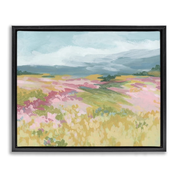 Stupell Industries Contemporary Abstract Mountain Hills Black Floating Frame Canvas Art, 21 x 17, by June Erica Vess