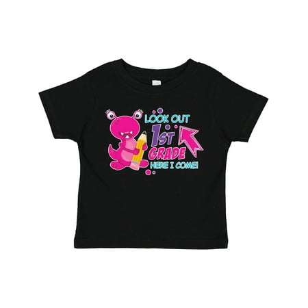 

Inktastic Look out 1st Grade Here I Come with Cute Pink Monster Gift Toddler Boy or Toddler Girl T-Shirt