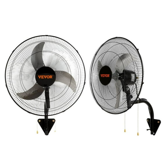 VEVOR Wall Mount Fan, 2 PCS 18 inch Oscillating, 3-speed High Velocity Max. 4000 CFM Industrial Wall Fan for Indoor, Commercial, Residential, Warehouse, Greenhouse, Workshop, Basement, Garage,Black